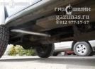 задняя банка глушителя перенесена вперед. УАЗ Patriot I (рестайл 2) 2.7i (128Hp) 2015г.в.
